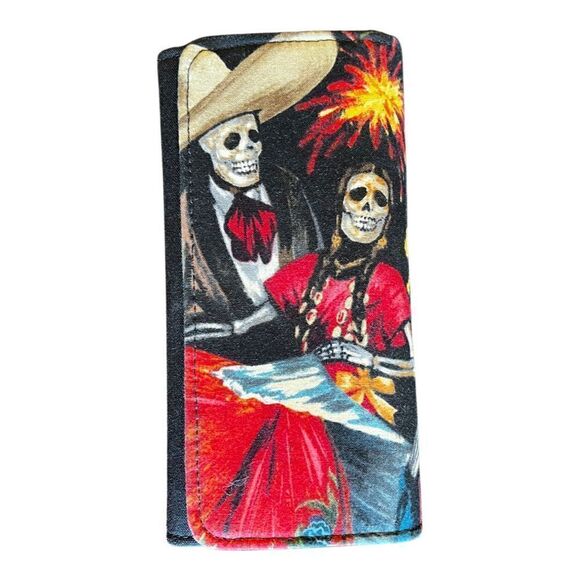 Día de los Muertos Day of The Dead Handmade Tri Fold Wallet - Picture 2 of 11
